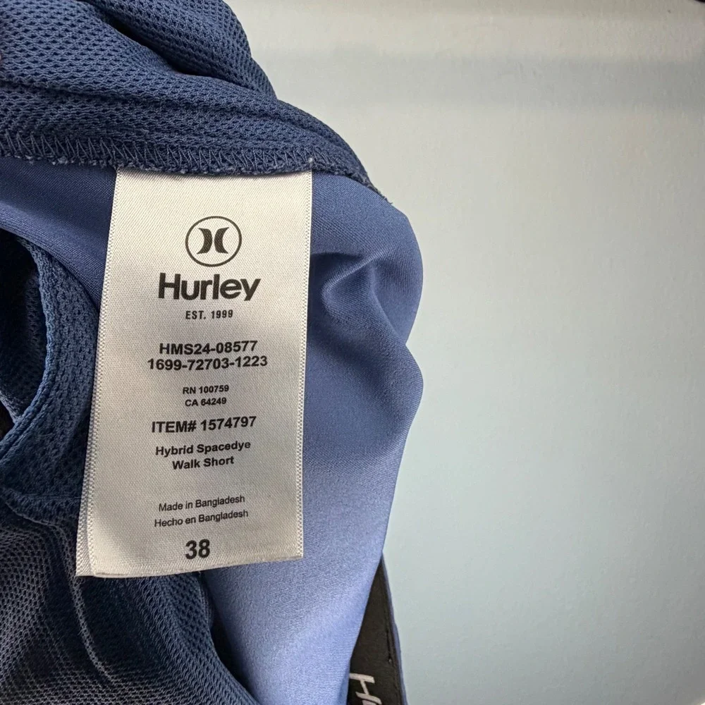 Hurley Mens Hybrid Spacedye Walk Shorts Blue Stretch Mesh Lined Size 38 0287